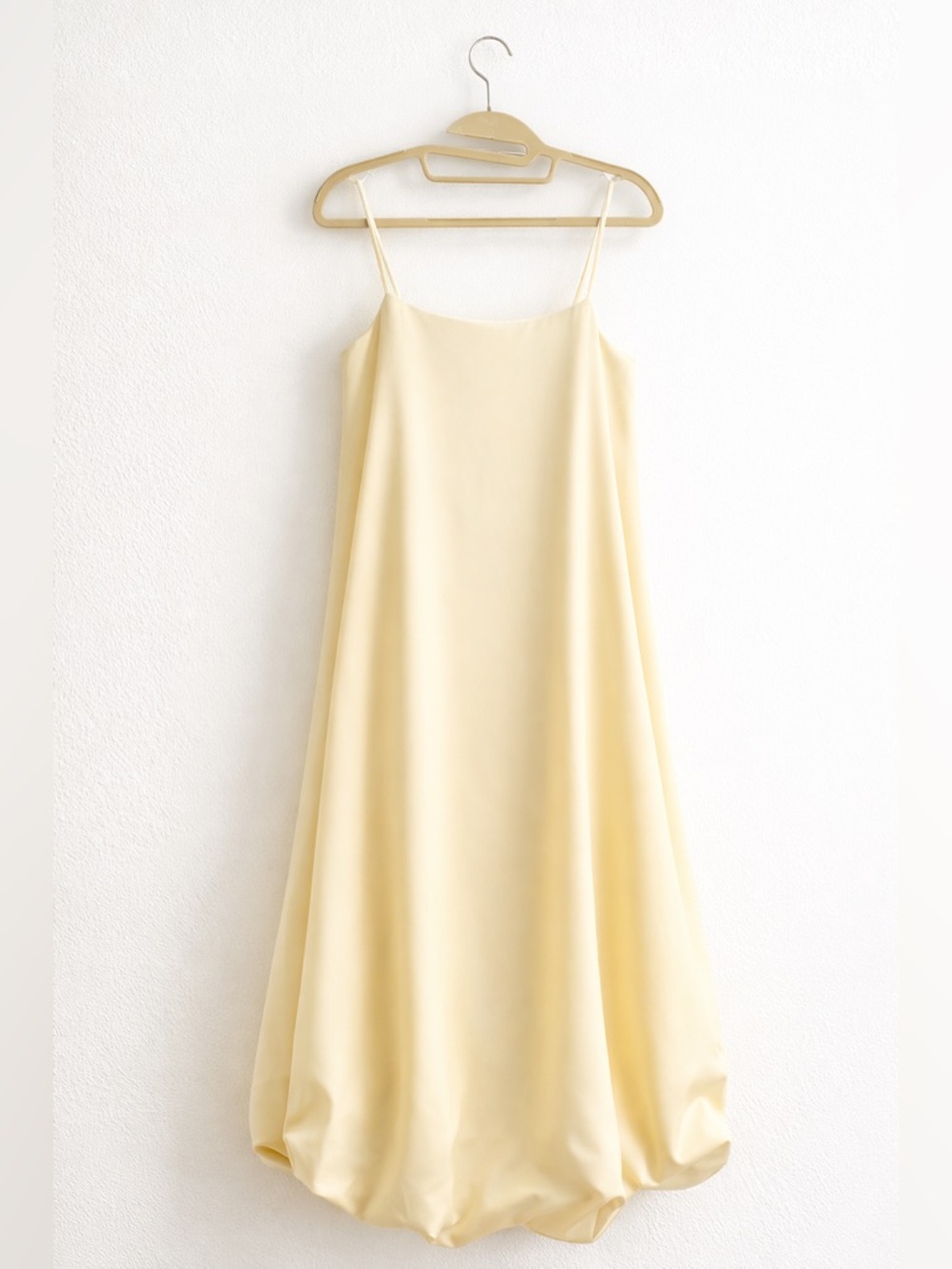 COS Butter Yellow Minimal Slip Dress Size 4 NWT Modern Bubble Hem
